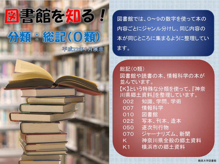 「図書館を知る！」分類：総記（０類）平成２７年１月展示